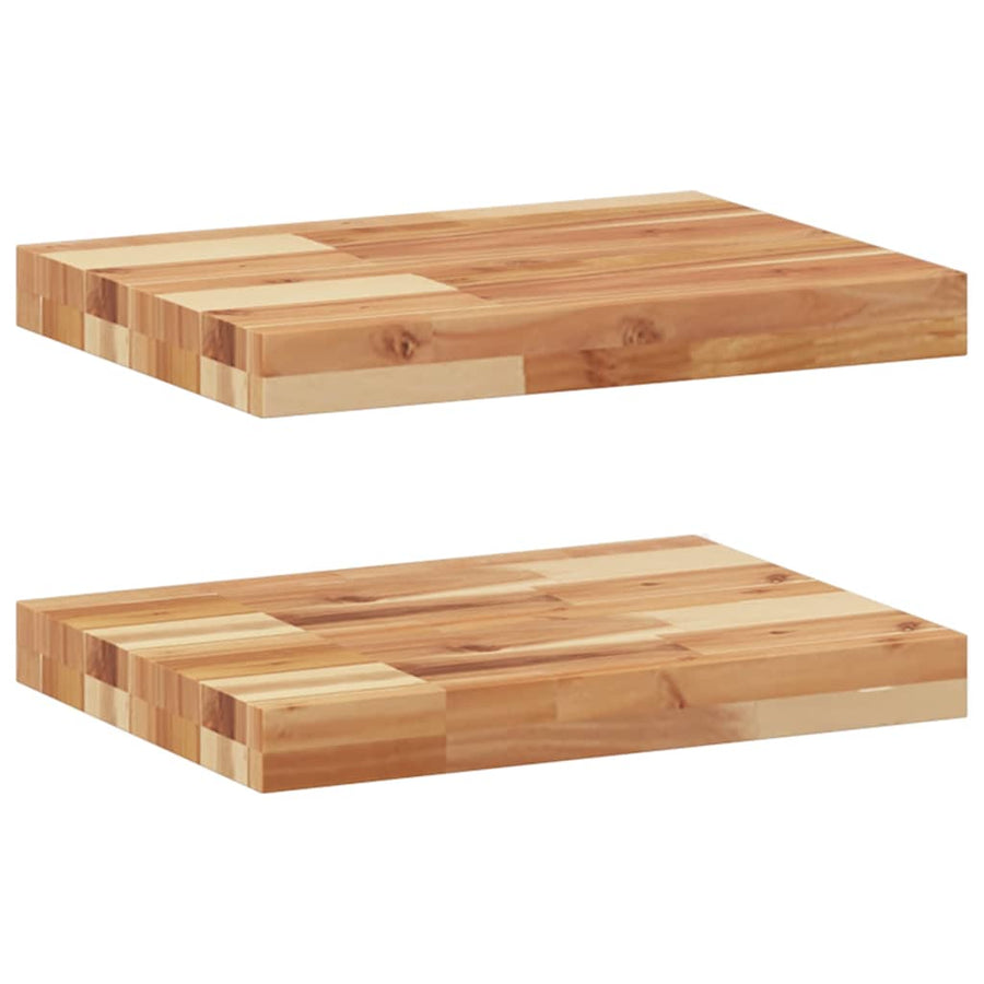 Wandschappen 2 st zwevend olieafwerking 40x30x4 cm acaciahout