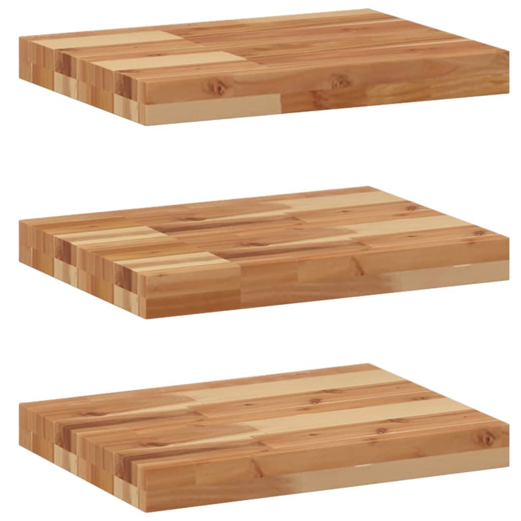 Wandschappen 3 st zwevend olieafwerking 60x30x4 cm acaciahout