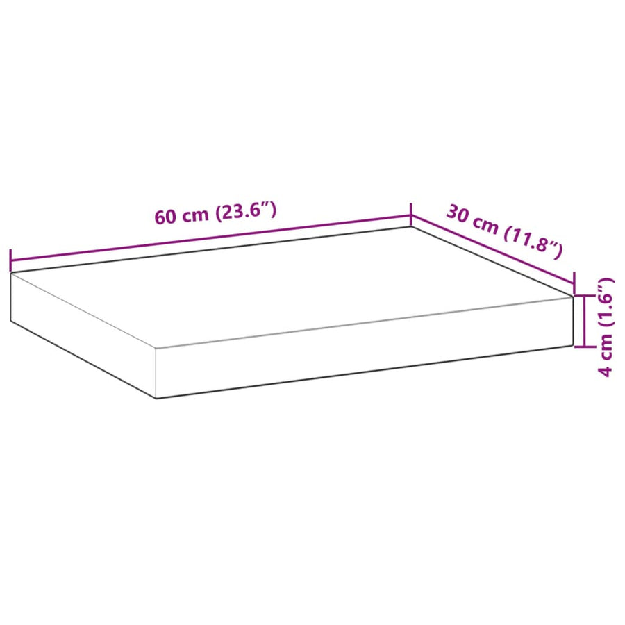 Wandschappen 4 st zwevend olieafwerking 60x30x4 cm acaciahout