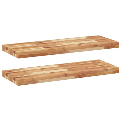 Wandschappen 2 st zwevend olieafwerking 80x30x4 cm acaciahout