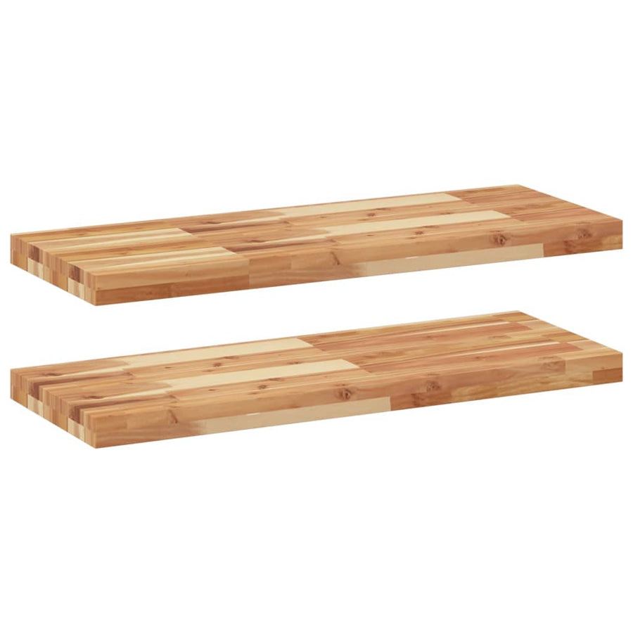 Wandschappen 2 st zwevend olieafwerking 80x30x4 cm acaciahout