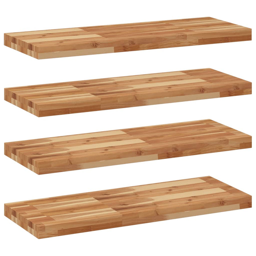 Wandschappen 4 st zwevend olieafwerking 80x30x4 cm acaciahout