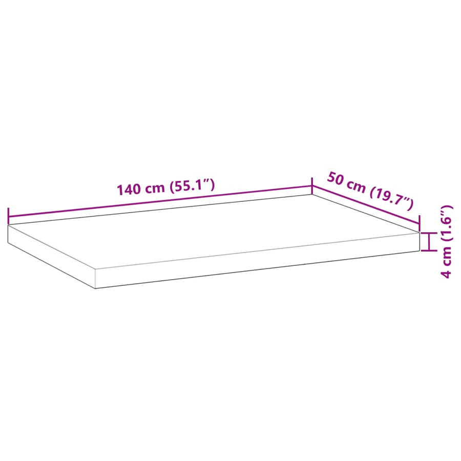 Wastafelblad 140x50x4 cm onbehandeld massief acaciahout