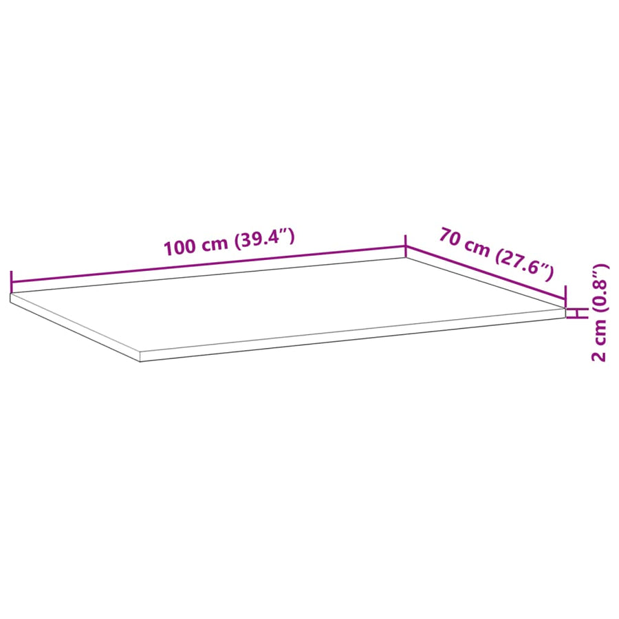 Bureaublad Onbehandeld Massief Acaciahout 100 x 70 x 2 cm Bruin
