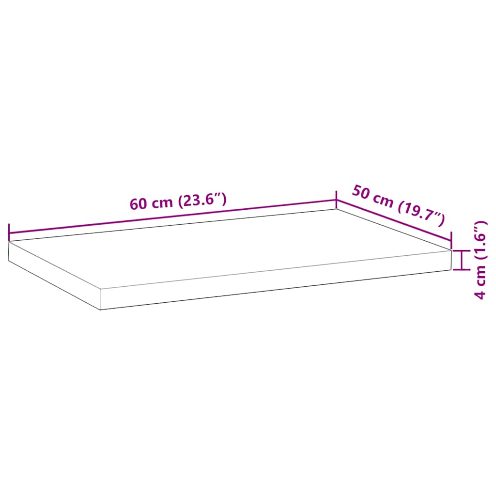 Bureaublad 60x50x4 cm onbehandeld massief acaciahout
