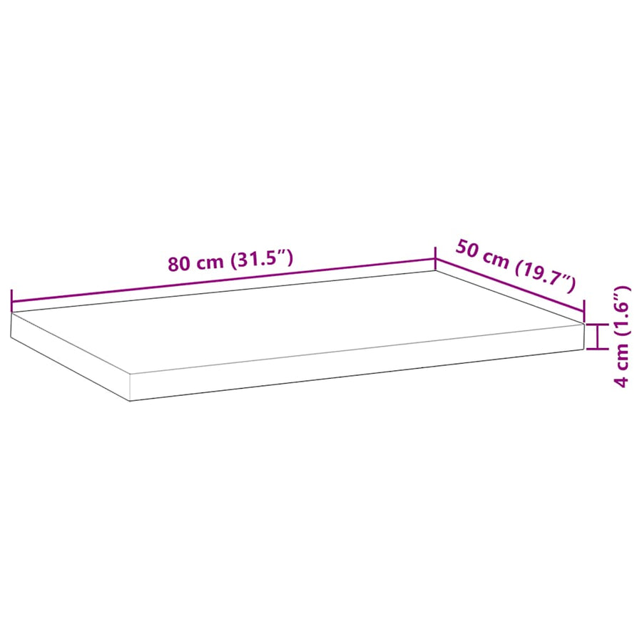 Bureaublad 80x50x4 cm onbehandeld massief acaciahout