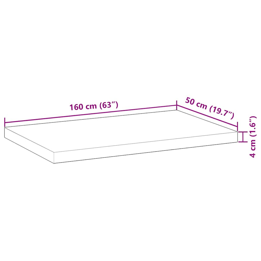 Bureaublad 160x50x4 cm onbehandeld massief acaciahout