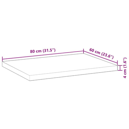 Bureaublad 80x60x4 cm onbehandeld massief acaciahout