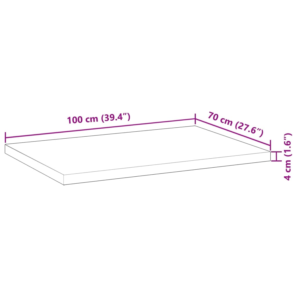 Bureaublad 100x70x4 cm onbehandeld massief acaciahout