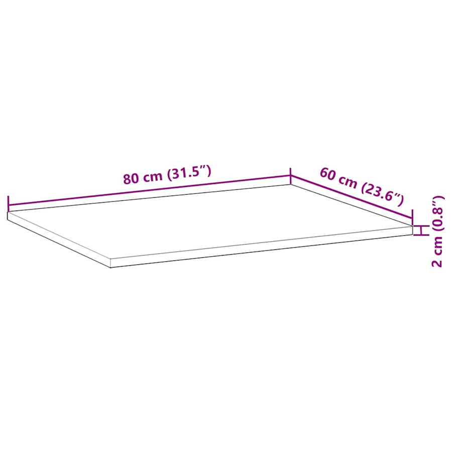 Bureaublad Met Olieafwerking Massief Acaciahout 80 x 60 x 2 cm