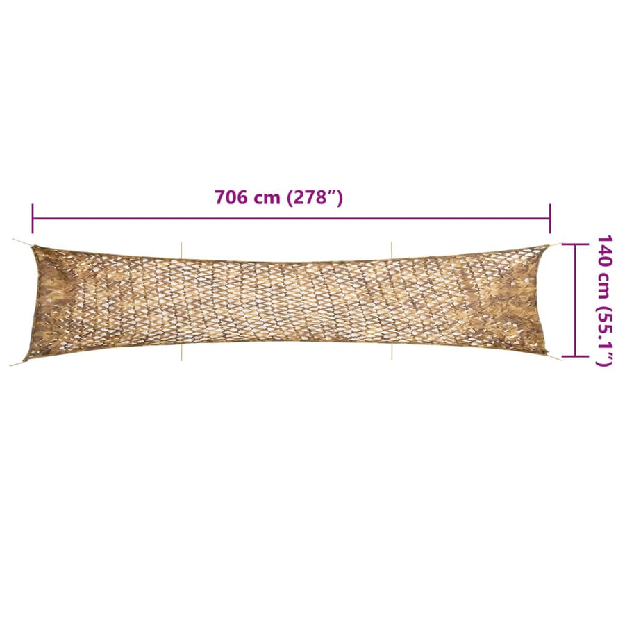 Camouflagenet met opbergzak 706x140 cm zandkleurig