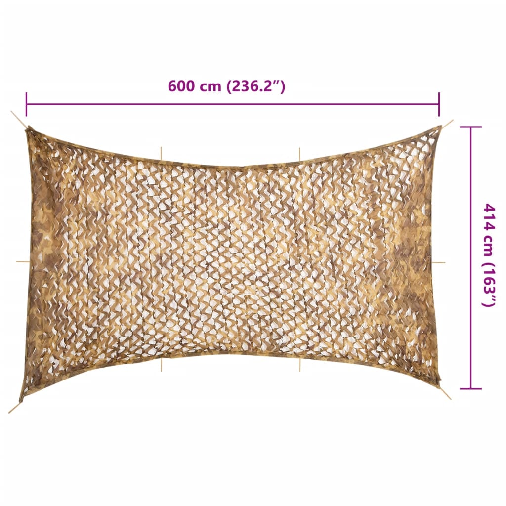 Camouflagenet met opbergzak 600x414 cm zandkleurig