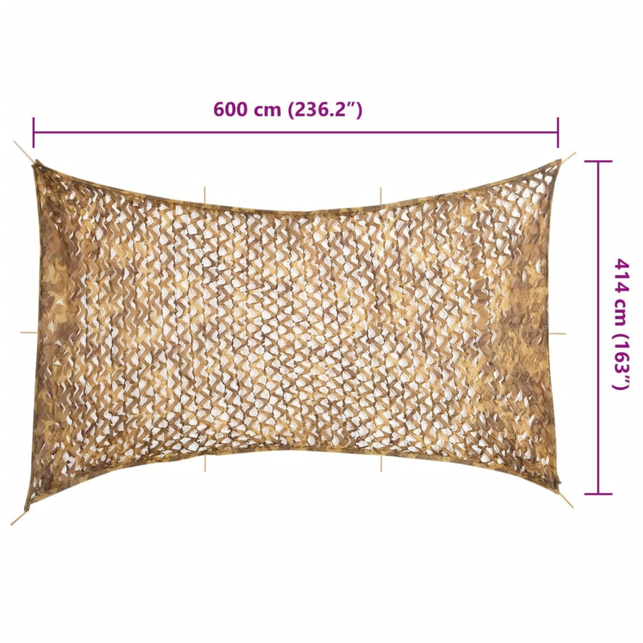 Camouflagenet met opbergzak 600x414 cm zandkleurig
