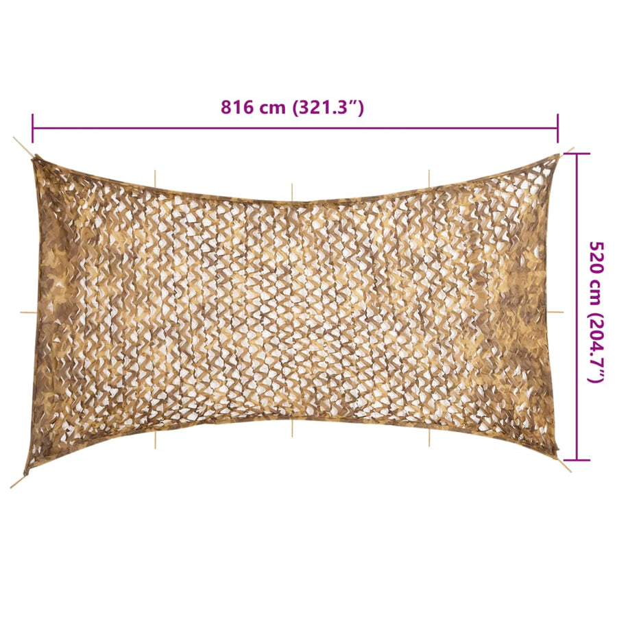 Camouflagenet met opbergzak 816x520 cm zandkleurig
