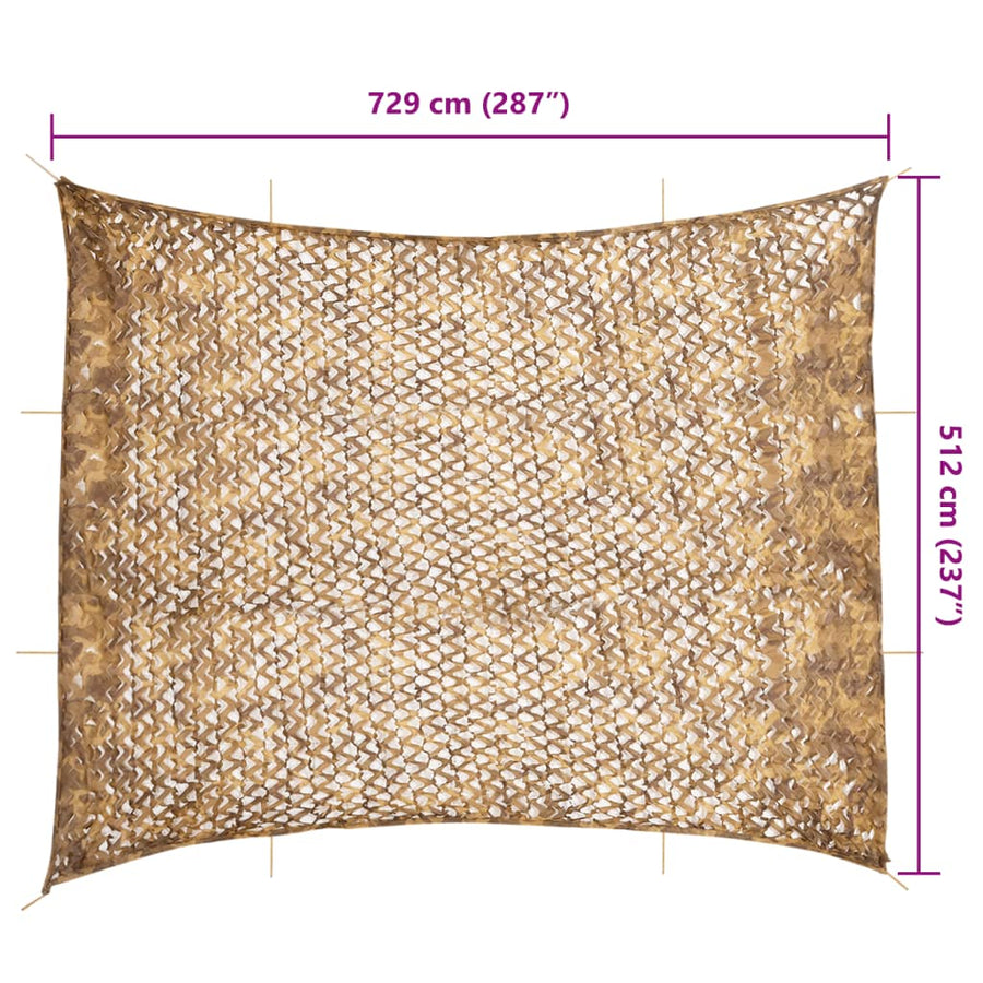 Camouflagenet met opbergzak 729x602 cm zandkleurig