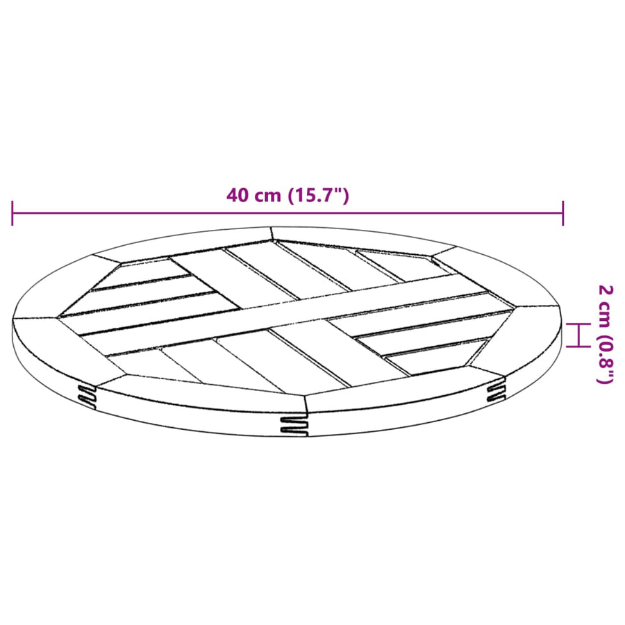 Tafelblad Ø 40X2 Cm Massief Acaciahout 40 cm