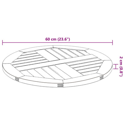Tafelblad Ø 60X2 Cm Massief Acaciahout 60 cm