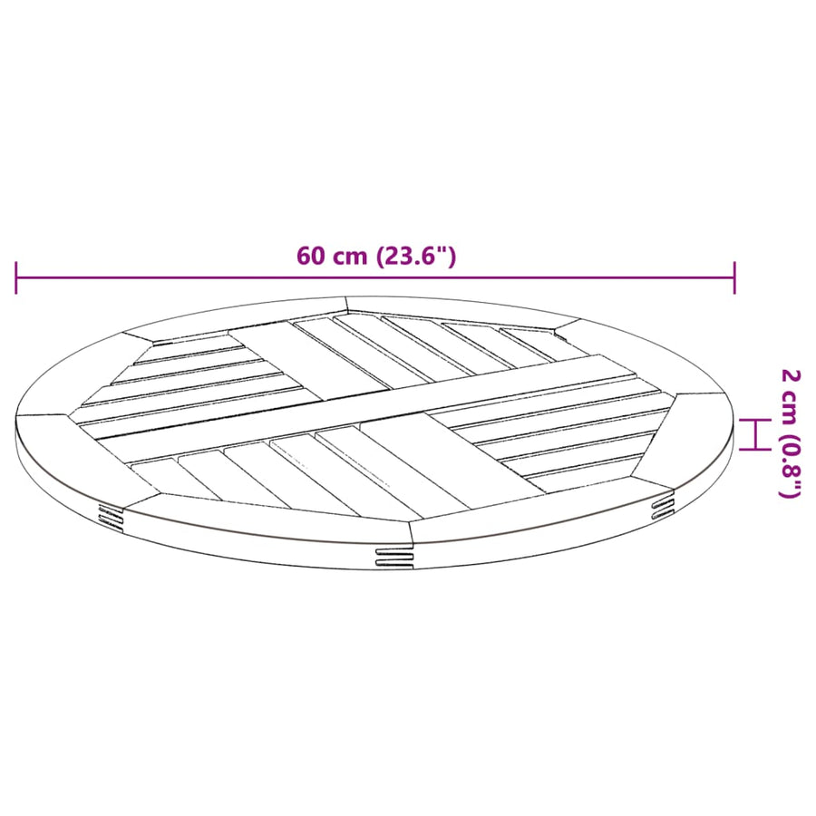 Tafelblad Ø 60X2 Cm Massief Acaciahout 60 cm