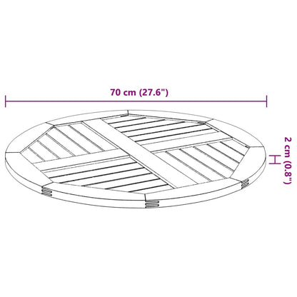 Tafelblad Ø 70X2 Cm Massief Acaciahout 70 cm