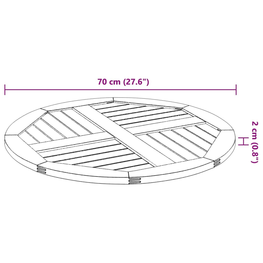 Tafelblad Ø 70X2 Cm Massief Acaciahout 70 cm