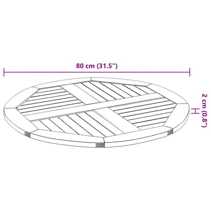 Tafelblad rond Ø 80x2,2 cm massief acaciahout