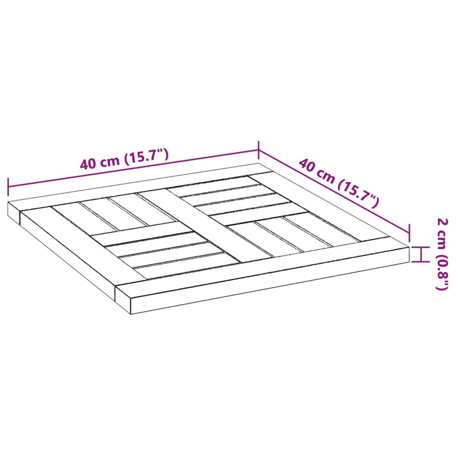 Tafelblad vierkant 40x40x2 cm massief acaciahout
