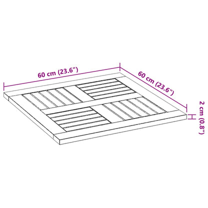 Tafelblad vierkant 60x60x2 cm massief acaciahout