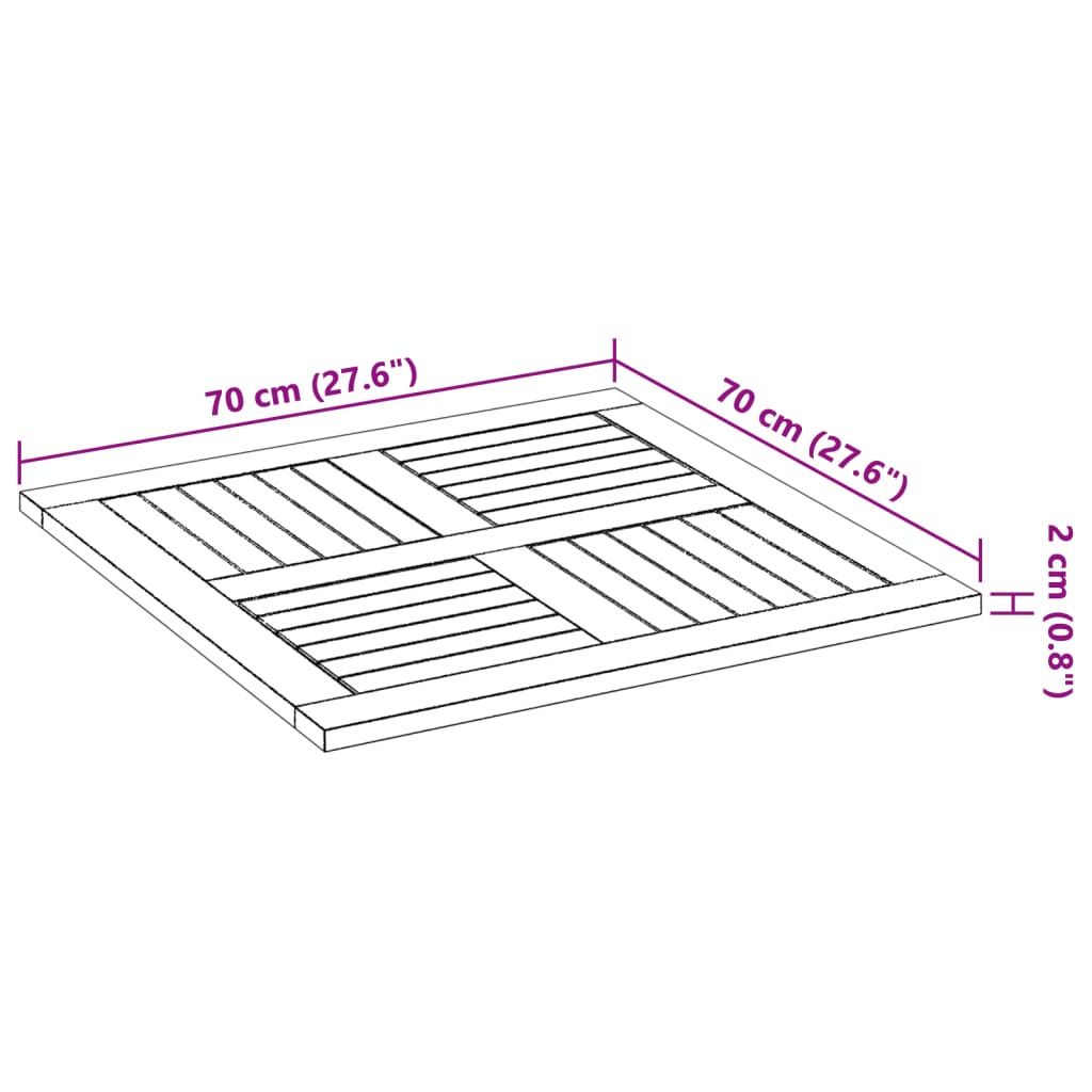 Tafelblad 70X70X2 Cm Massief Acaciahout 70 cm Vierkant