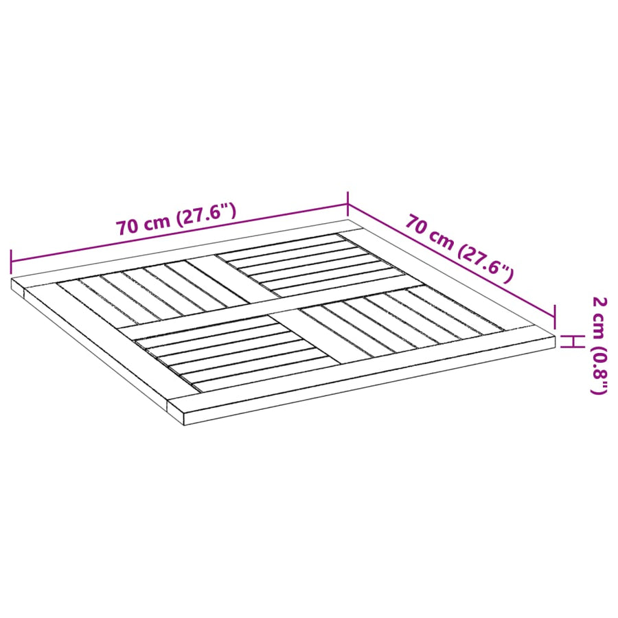 Tafelblad 70X70X2 Cm Massief Acaciahout 70 cm Vierkant