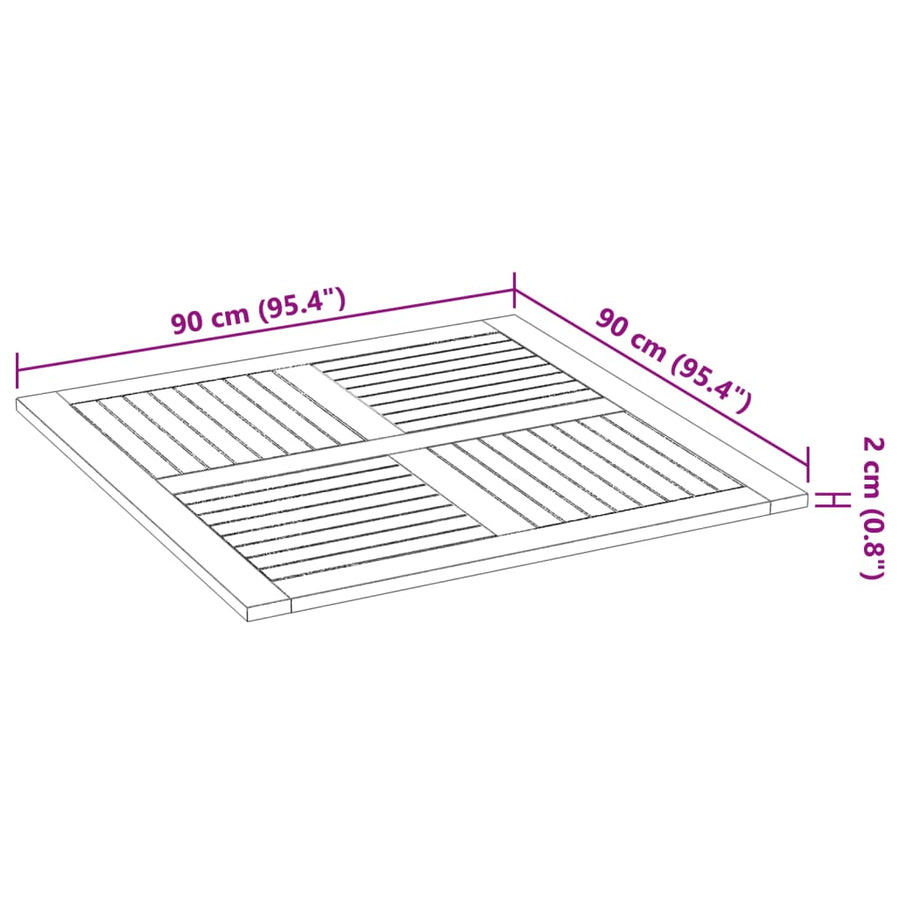 Tafelblad vierkant 90x90x2,2 cm massief acaciahout