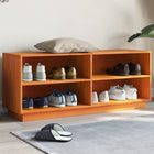 Shoe cabinet 110x34x45 cm solid pine wax brown