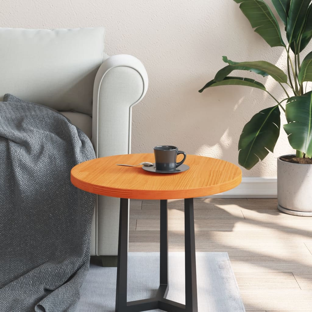 Tafelblad rond Ø50x2,5 cm massief grenenhout wasbruin