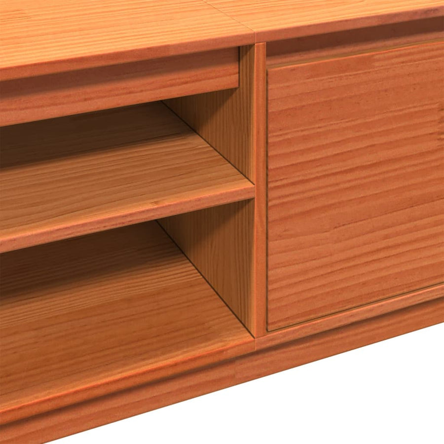 Tv-meubel 140x35x40 cm massief grenenhout wasbruin