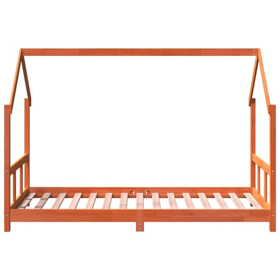 Kinderbedframe massief grenenhout wasbruin 90x190 cm