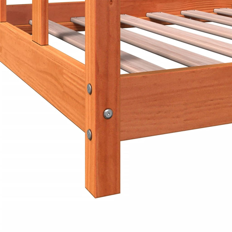 Kinderbedframe massief grenenhout wasbruin 90x190 cm