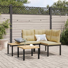 Tuinbank set 2 stuks gepoedercoat staal zwart met kussens