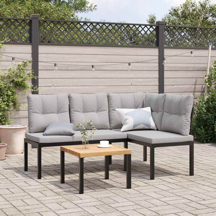 Tuinbanken Met Kussens Gepoedercoat Staal Zwart Taupe