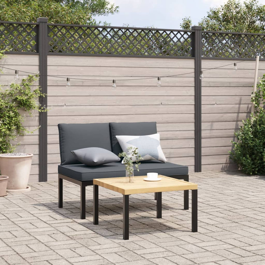 Tuinbank Met Kussens Aluminium Zwart