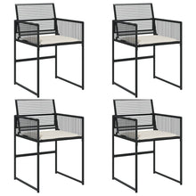 Tuinstoelen 4 st met kussens poly rattan zwart