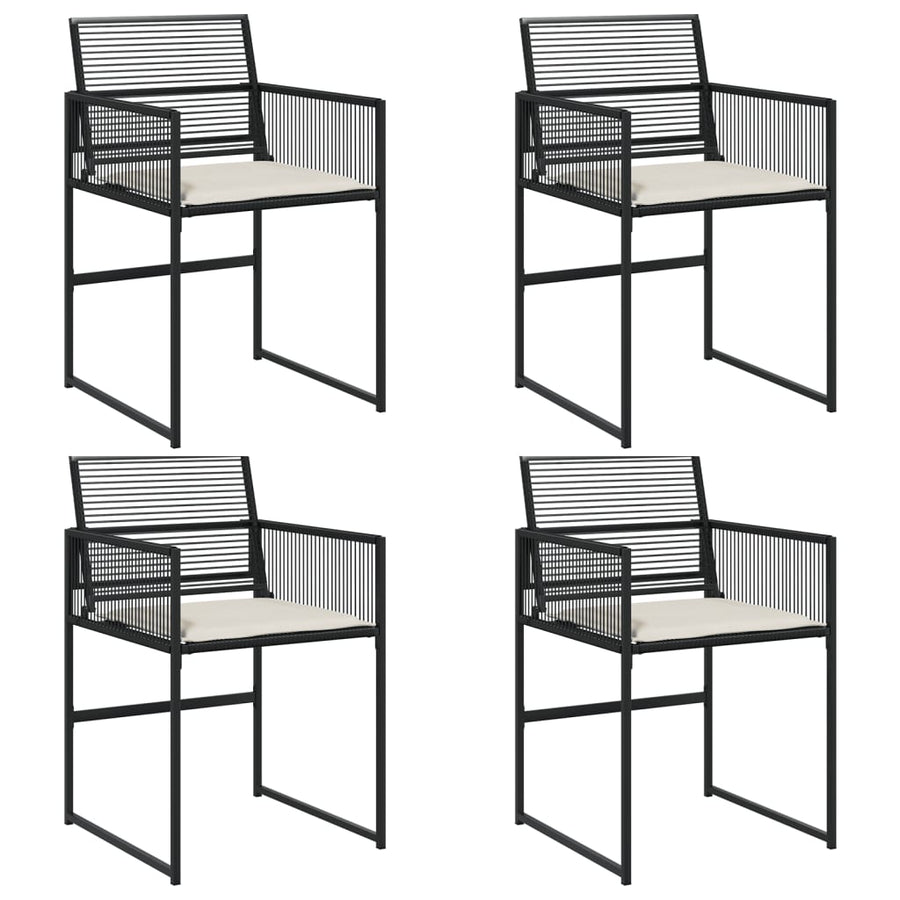 Tuinstoelen 4 st met kussens poly rattan zwart