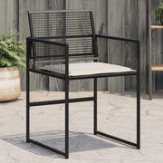 Tuinstoelen 4 stuks poly rattan zwart met kussens