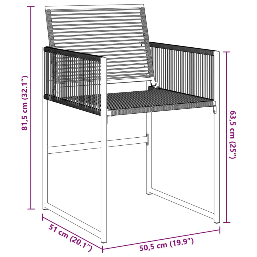 Tuinstoelen 4 st poly rattan zwart