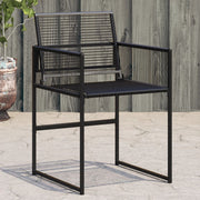 Tuinstoelen 4 st poly rattan zwart inklapbaar