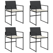 Tuinstoelen 4 st met kussens poly rattan zwart