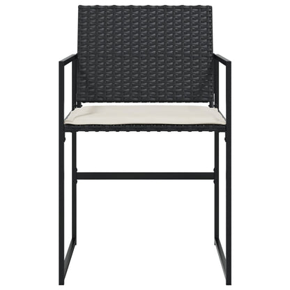 Tuinstoelen 4 st met kussens poly rattan zwart