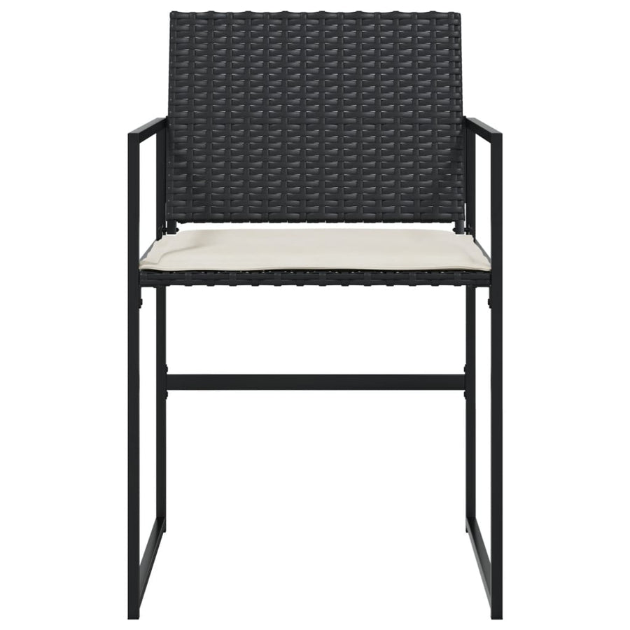 Tuinstoelen 4 st met kussens poly rattan zwart