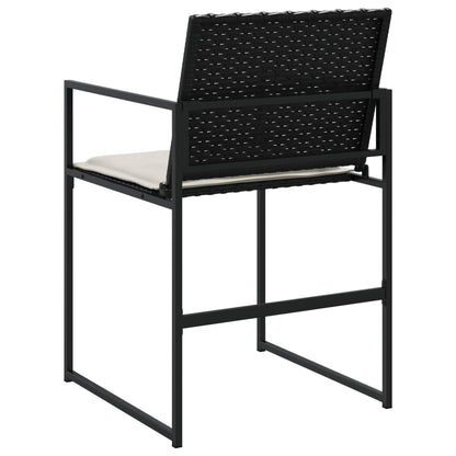 Tuinstoelen 4 st met kussens poly rattan zwart