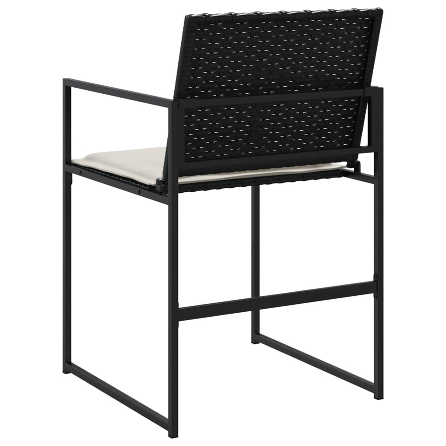 Tuinstoelen 4 st met kussens poly rattan zwart