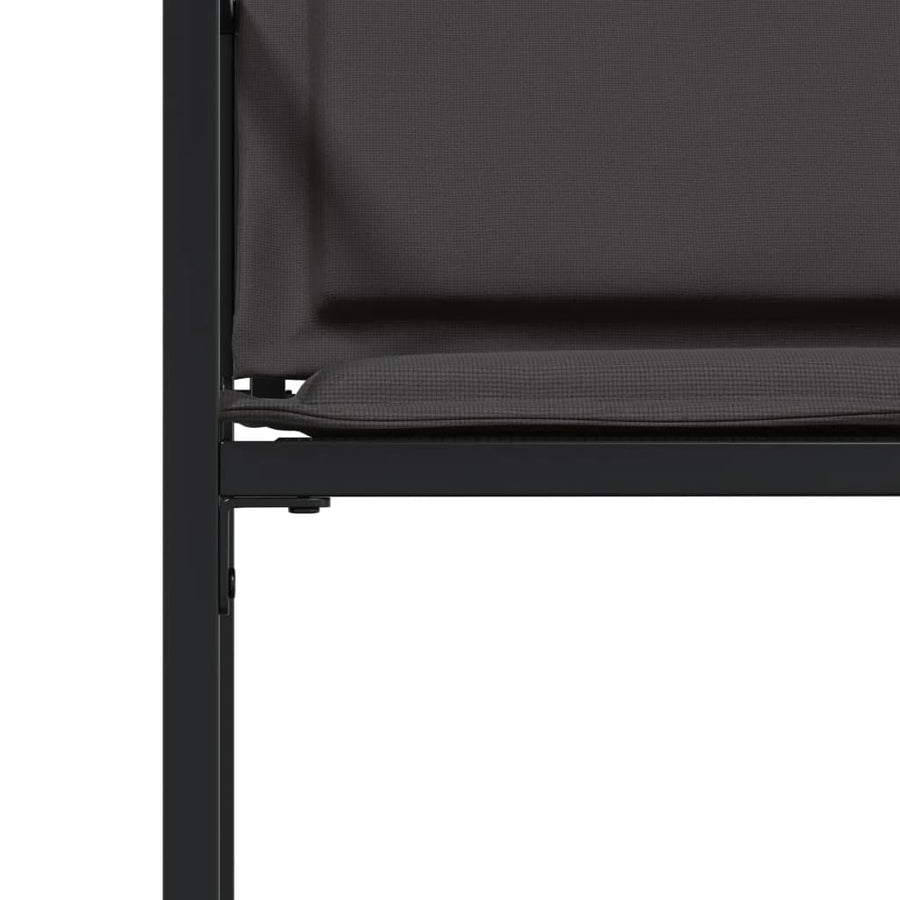 Tuinstoelen 4 st met kussens staal en textileen zwart