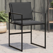 Tuinstoelen 4 st staal textileen zwart met kussens